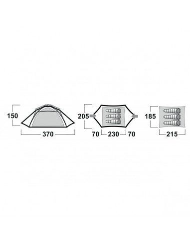 Tente HUSKY BEASY 3 BLACKROOM - Tente autoportante pour 3 personnes