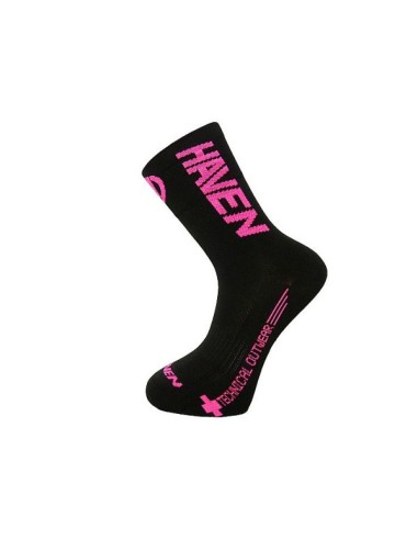 Chaussettes cyclisme Haven Lite Silver NEO Long Noir/Rose (pack 2 paires)