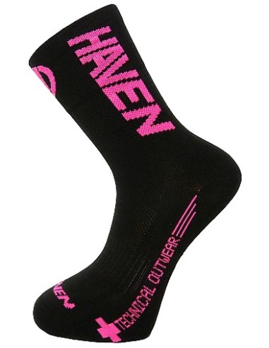 Chaussettes cyclisme Haven Lite Silver NEO Long Noir/Rose (pack 2 paires)