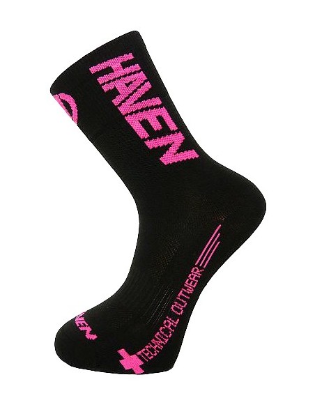 Chaussettes cyclisme Haven Lite Silver NEO Long Noir/Rose (pack 2 paires)